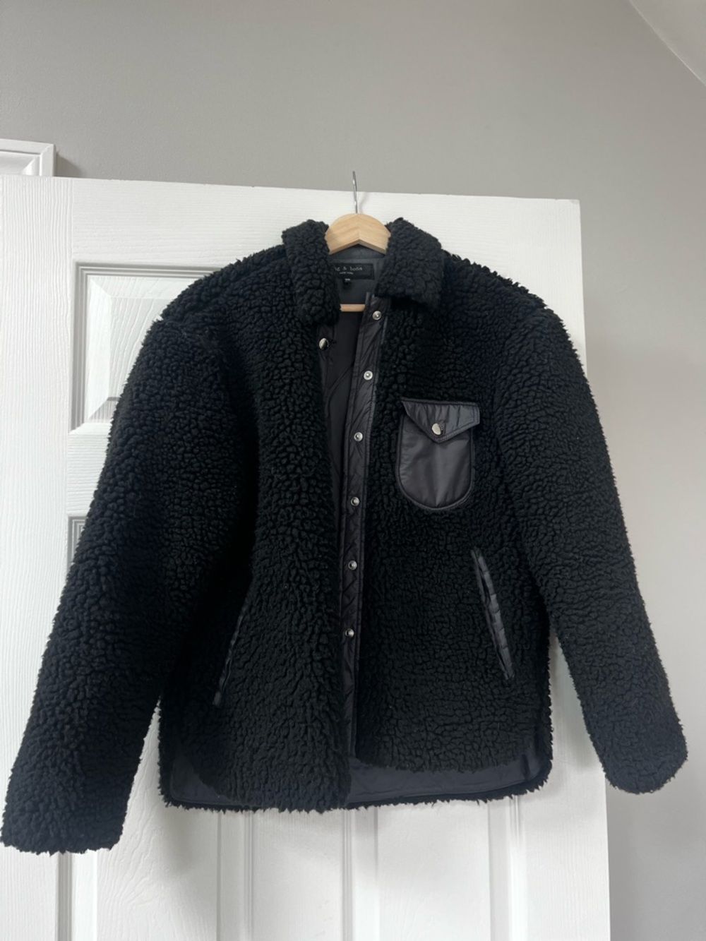 Womens Black Sherpa Jacket Rag and Bone